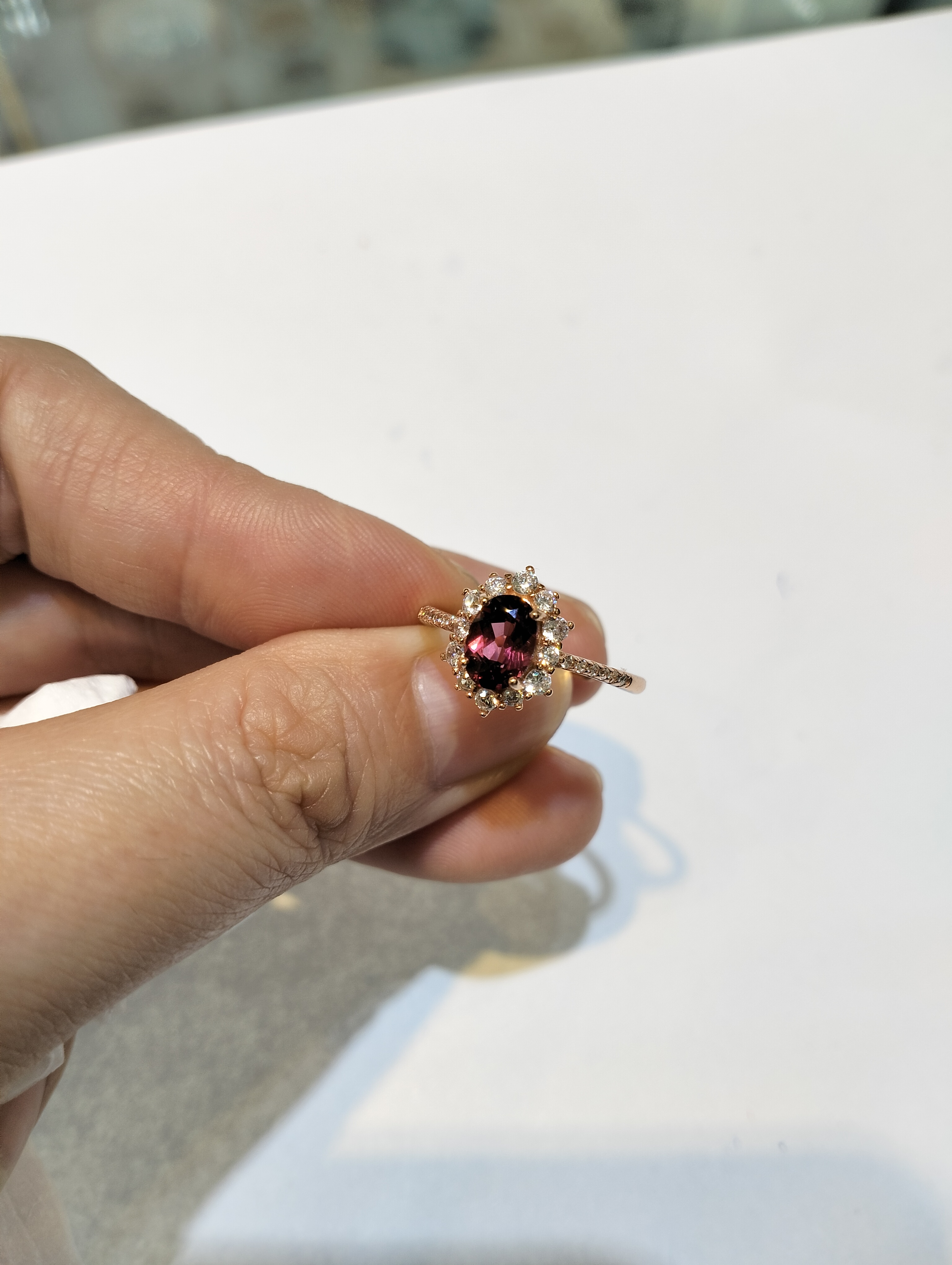 艾雅珠宝天然彩宝S925银镶美铝石榴石戒指气质时尚轻奢经典精美