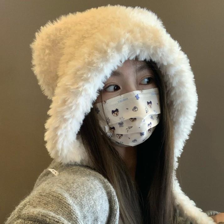 【小扬哥推荐】【小扬哥推荐】可爱立耳小熊毛绒帽子女秋冬保暖加绒加