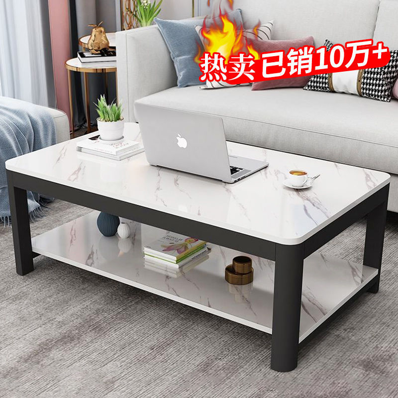 茶几客厅家用轻奢现代办公室仿大理石茶桌简约意式小户型方形桌子