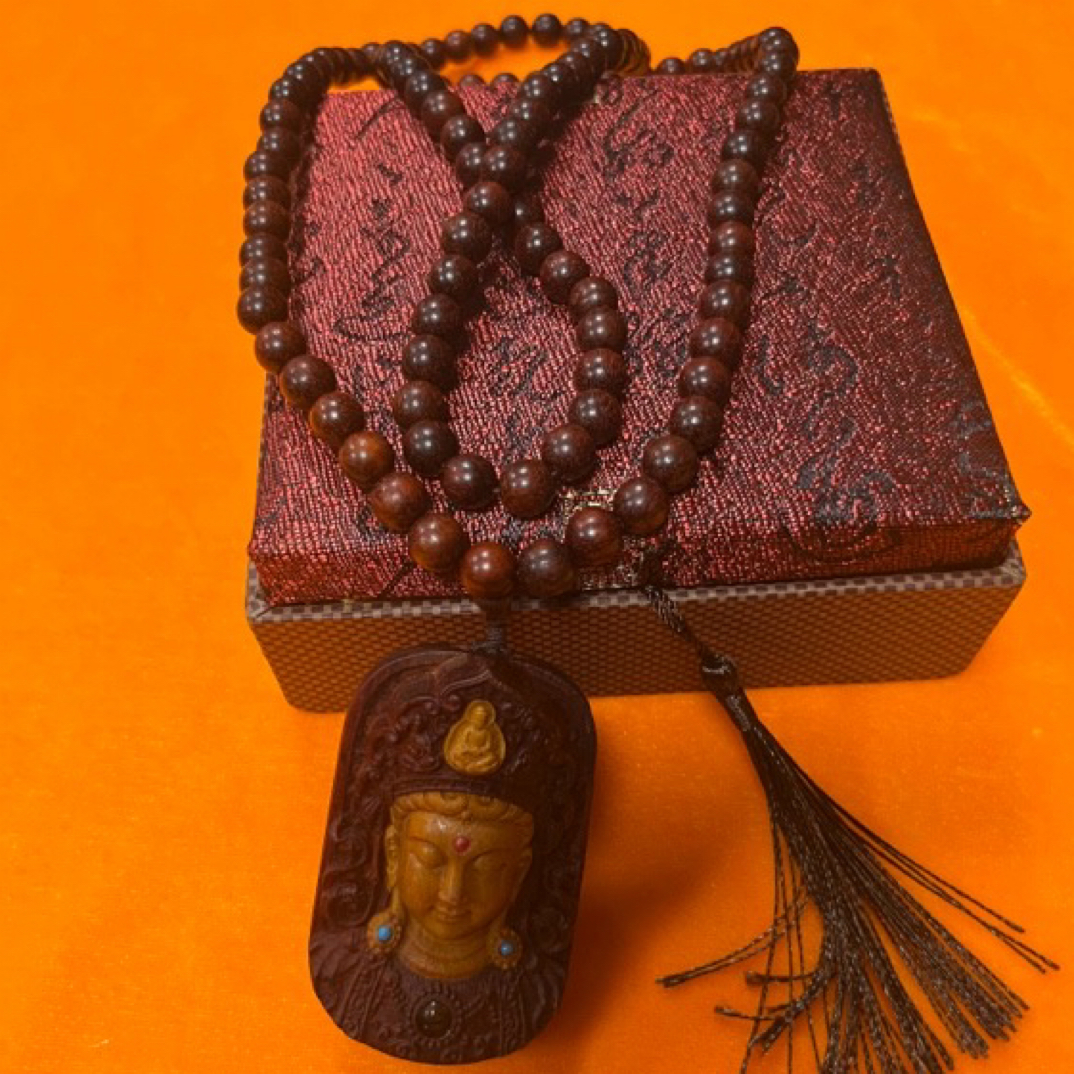 非金属木质吊坠 度母观音菩萨牌挂件吊坠项