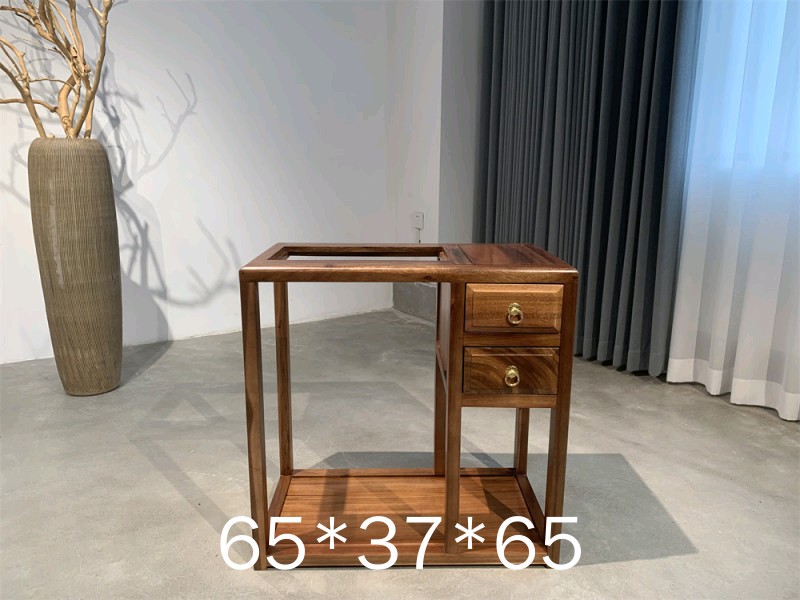 胡桃木双抽茶水柜简约置物