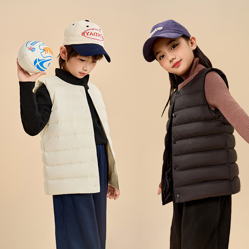 麦克小乖/UCUB95白鸭绒马甲儿童内胆背心轻薄小童中大童保暖秋冬