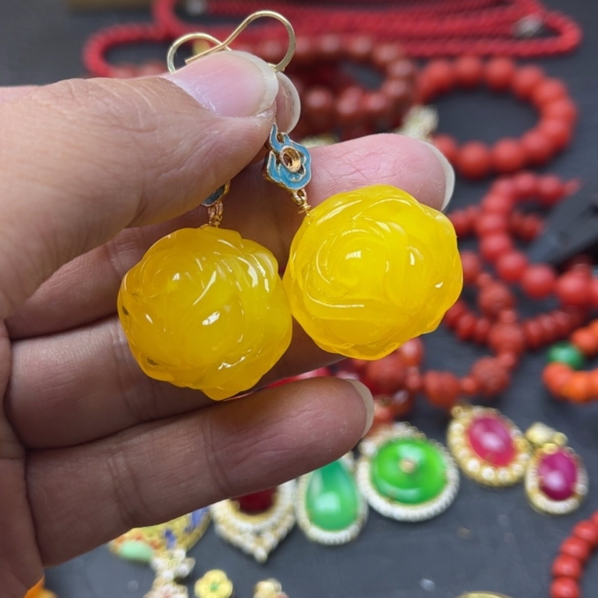 【闪购商品】琥珀耳饰未镶嵌
