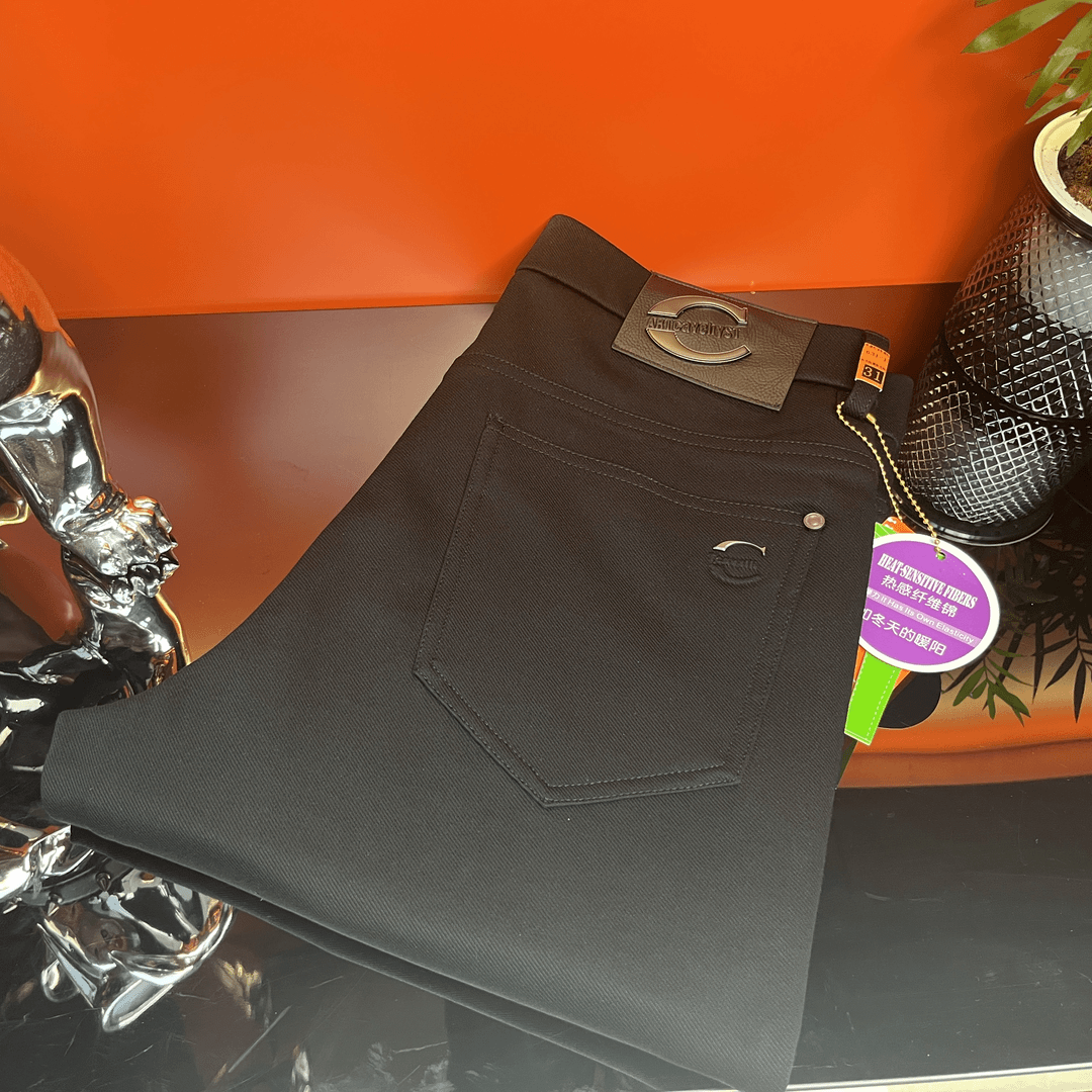 秋冬新款上市-直筒休闲裤-微弹-保暖舒适-时尚百搭【咖色-黑色】