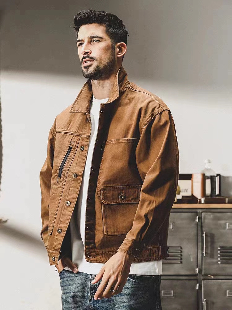 美式工装复古重磅鱼骨纹夹克冬季新款硬汉情侣款猎装外套5507