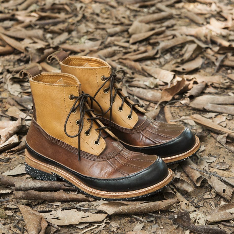 玩儿！鸭鸭靴子！Horween三拼牛皮 手工固特异猎秋冬真撞色马丁靴