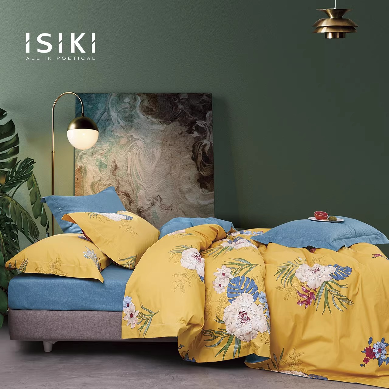 金号/依诗家棉四件套亮色双人床上用品单人被套床单夏季宿舍