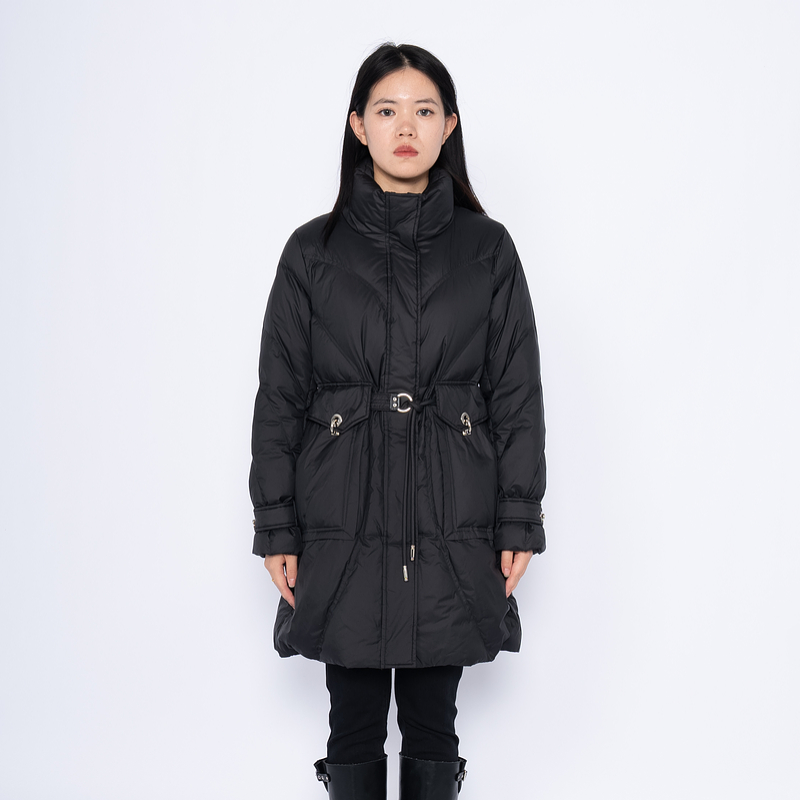 婉甸黑色中长款羽绒服1234D24DSD
