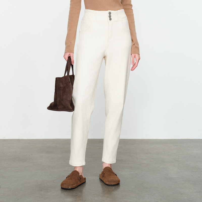 婉甸米白丹宁长裤1234X05RX2YX