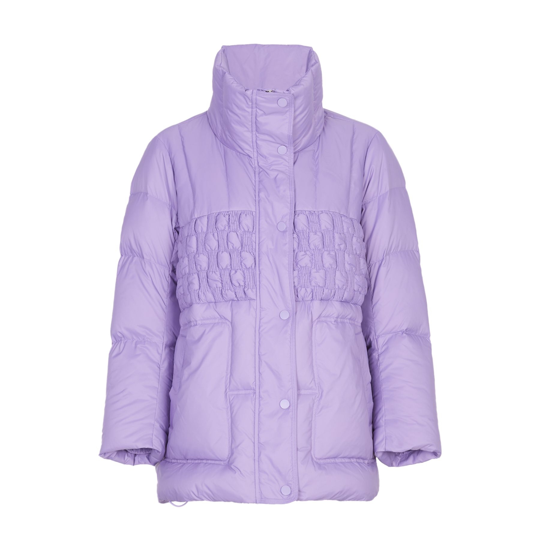 婉甸丁香淡紫拼接发泡皱羽绒服1234D12RX3