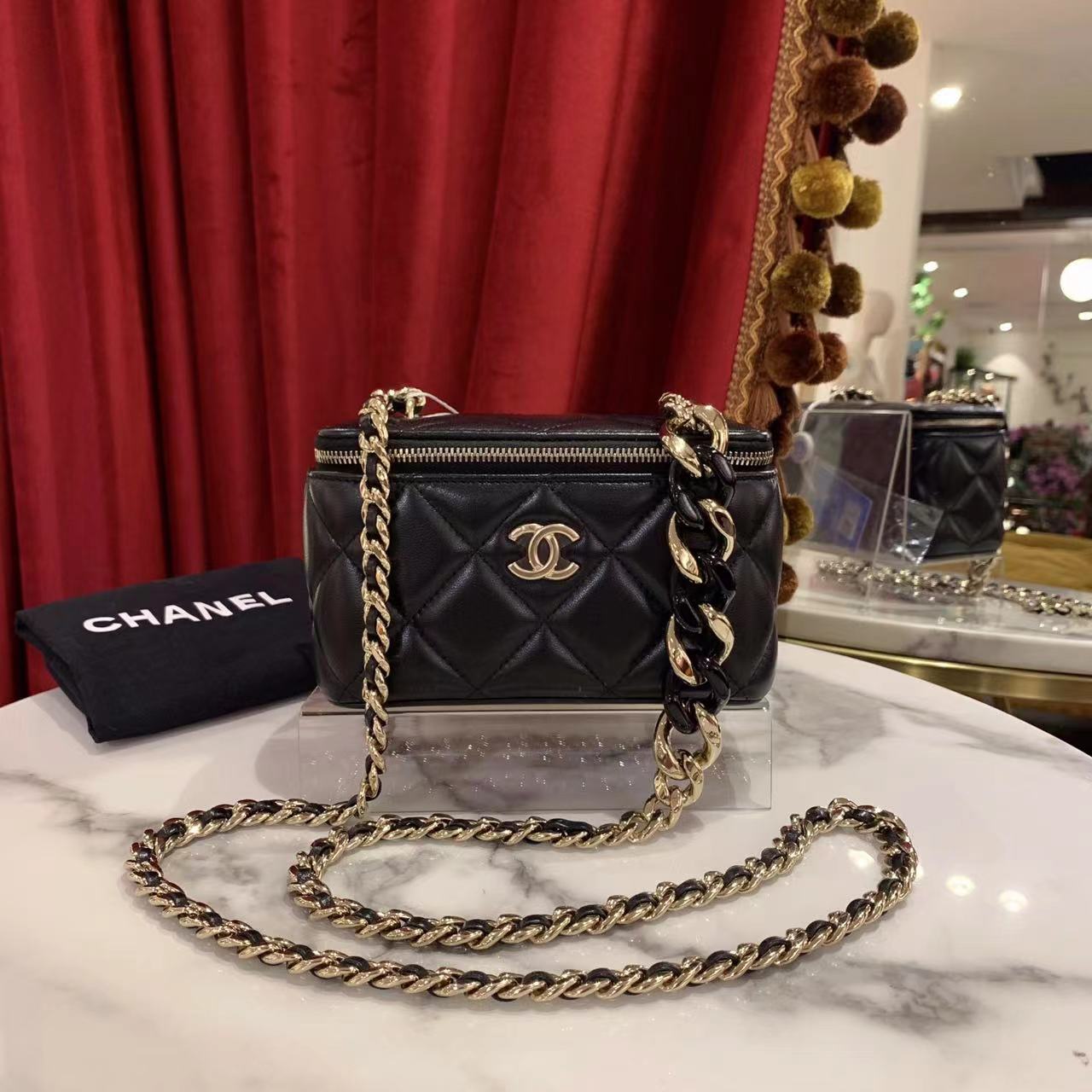 95新 Chanel/香奈儿 GGS丨22c长盒子黑金单肩包/57232150
