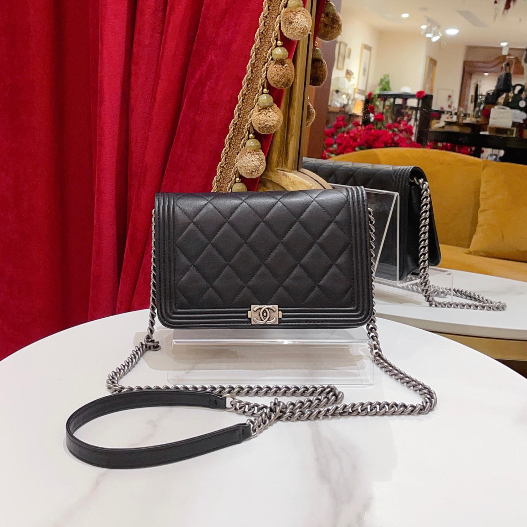 95新 Chanel/香奈儿 GGS萌萌丨Leboy woc黑银单肩包/41216703