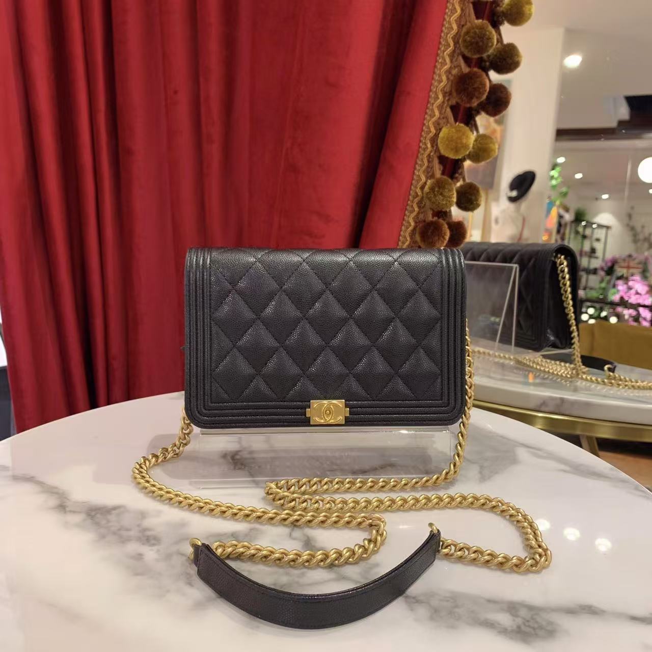 95新 Chanel/香奈儿 GGS秋秋丨leboy黑金woc荔枝芯片款/67886995