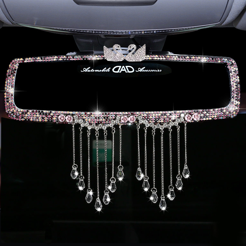 高端女神款奔驰宝马奥迪保时捷车内倒车镜镶钻汽车装饰后视镜挂件