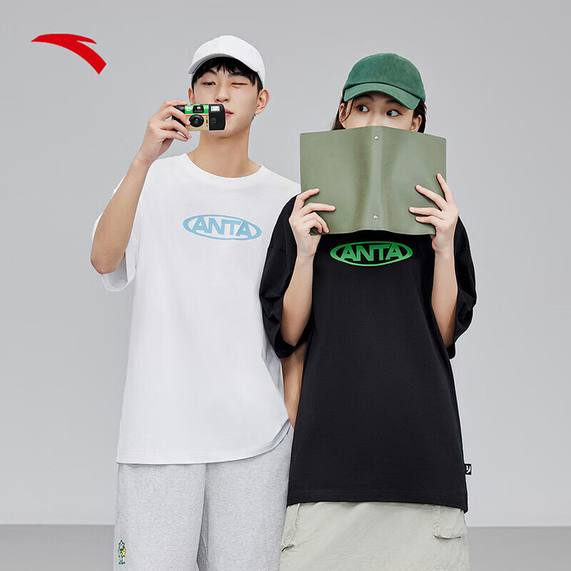 安踏圆领短袖t恤男女夏季新款时尚百搭潮流休闲户外运动针织上衣