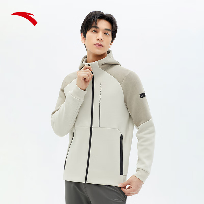 安踏男针织运动外套春季训练早春外套连帽休闲夹克上衣/152417705