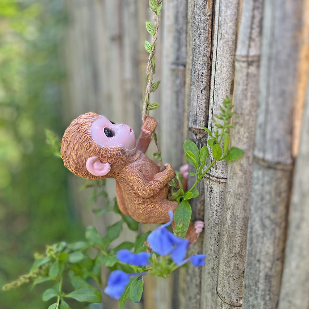 攀爬小猴子摆件户外阳台爬藤架挂件仿真动物花园装饰品树脂工艺品