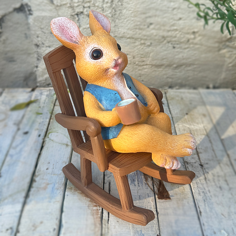 休闲摇椅兔子摆件庭院花园装饰品花园阳台庭院造景盆栽幼儿园布置
