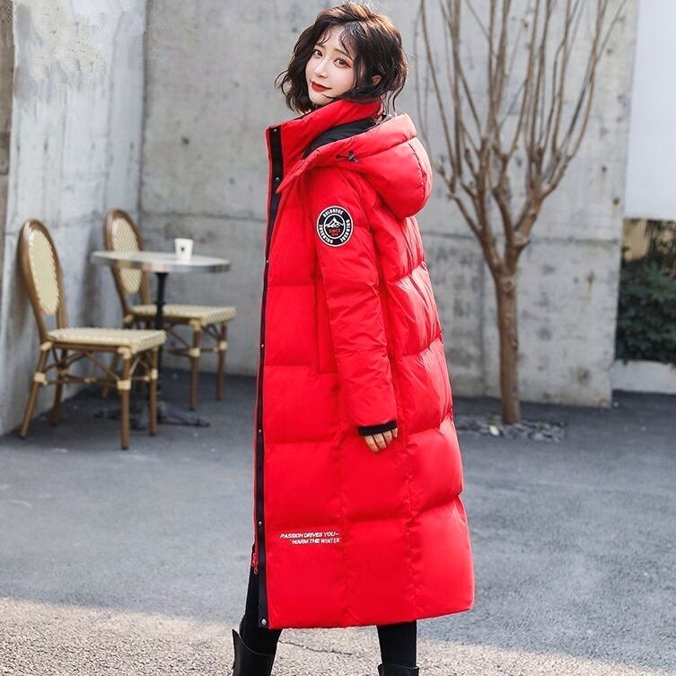 中长款女防寒羽绒服2023保暖白鸭绒新款显瘦外套加厚宽松过膝