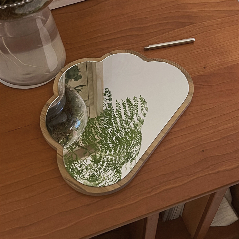 不规则桌面化妆镜可立简约高清镜面梳妆镜卧室家用台式美妆镜便携