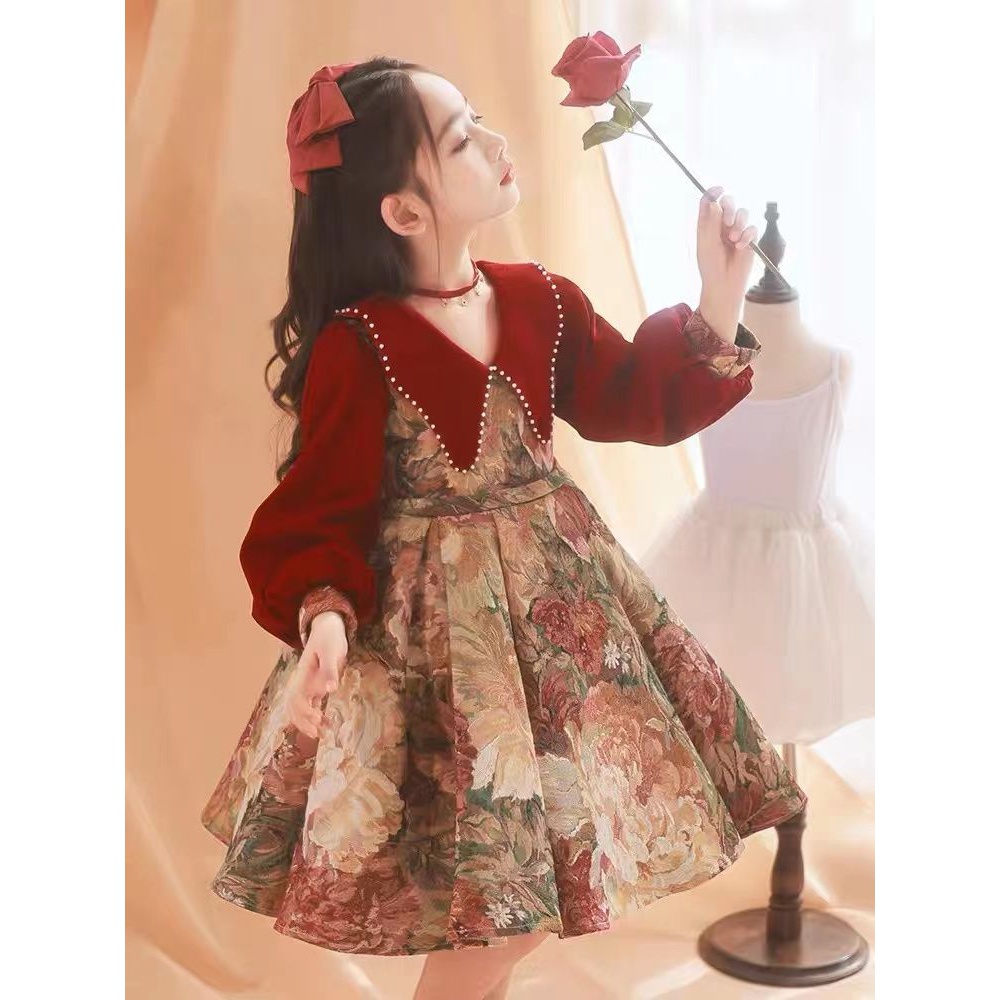 女童礼服儿童公主裙花童婚礼小女孩主持人钢琴演出服新2023新款潮