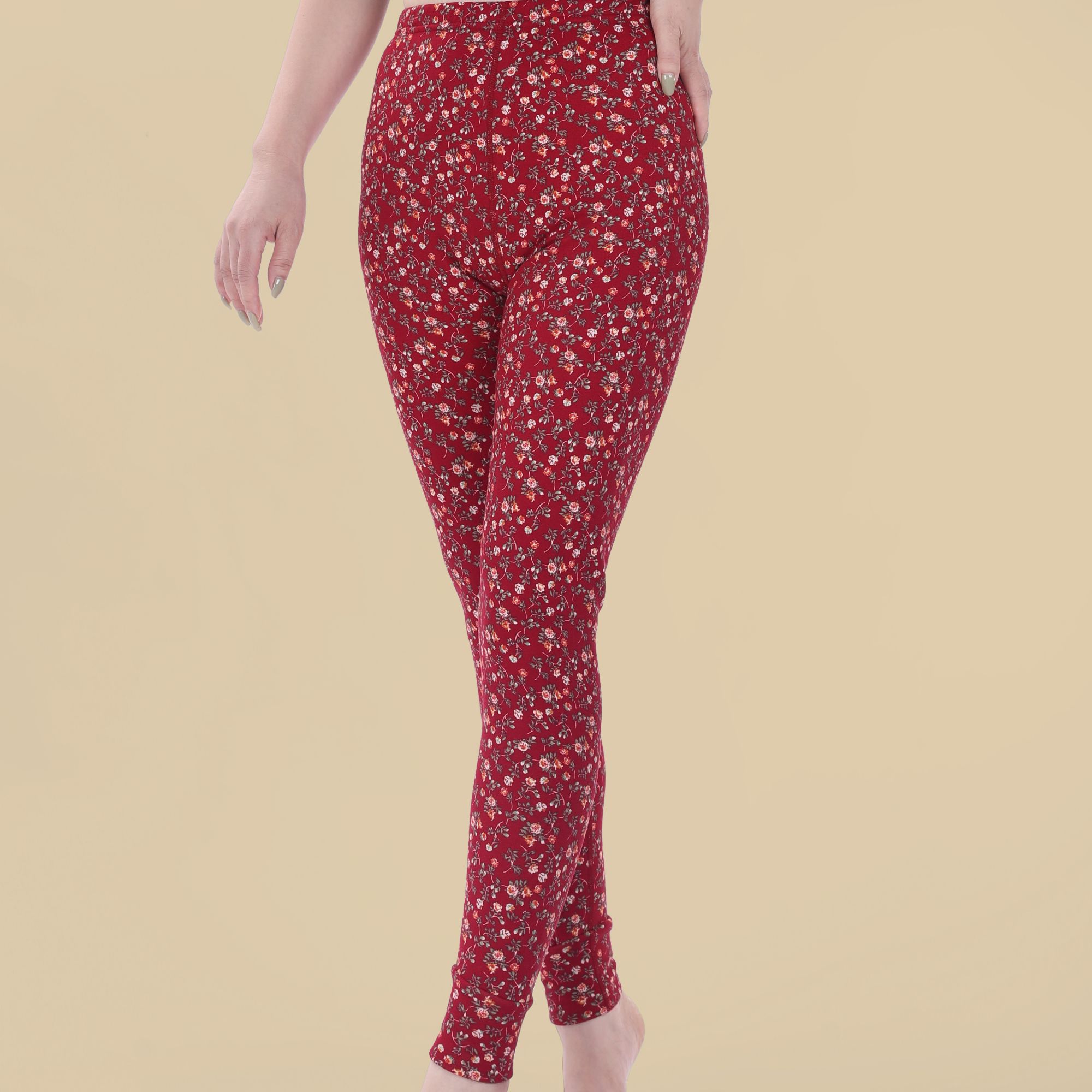 芍药红 蚕丝羊毛老年保暖裤 -单裤子