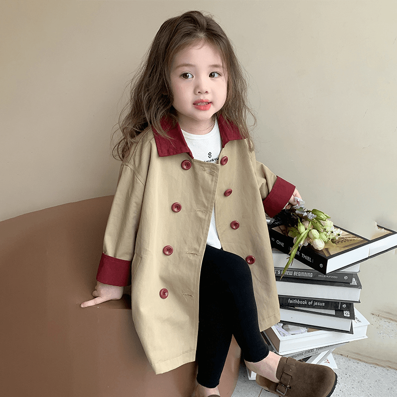 高品质童装女童风衣外套2025新款儿童春秋装韩版网红女孩长款大衣
