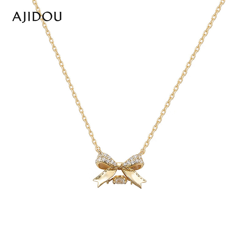 坠链均925银合成锆石 阿吉豆925银气质女款项链锁骨链蝴蝶结