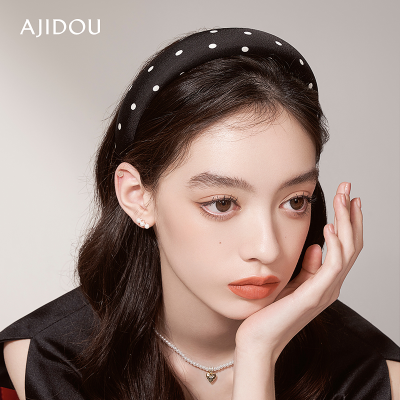 AJIDOU阿吉豆时尚俏皮简约波点气质网红百搭发箍