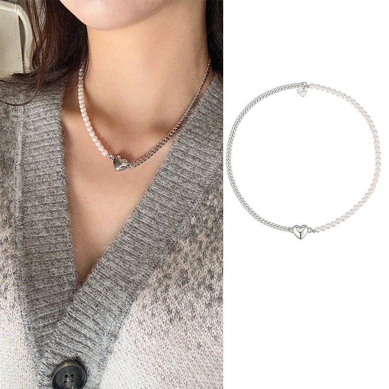 合金项链 阿吉豆时尚爱心磁铁吸扣仿珍珠项链【RLX】