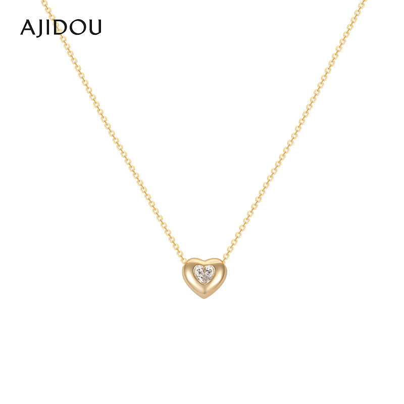 合金合成锆石项链 阿吉豆项链女时尚爱心锁骨甜美饰品【SC】