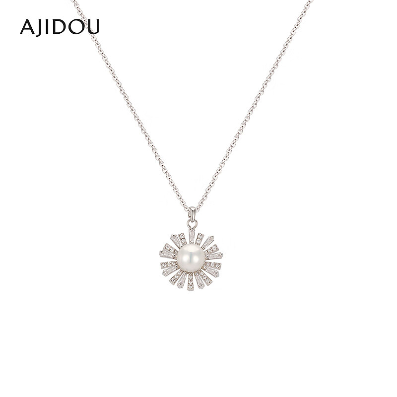 AJIDOU阿吉豆优雅时髦女款淡水珍珠项链锁骨链时尚毛衣链