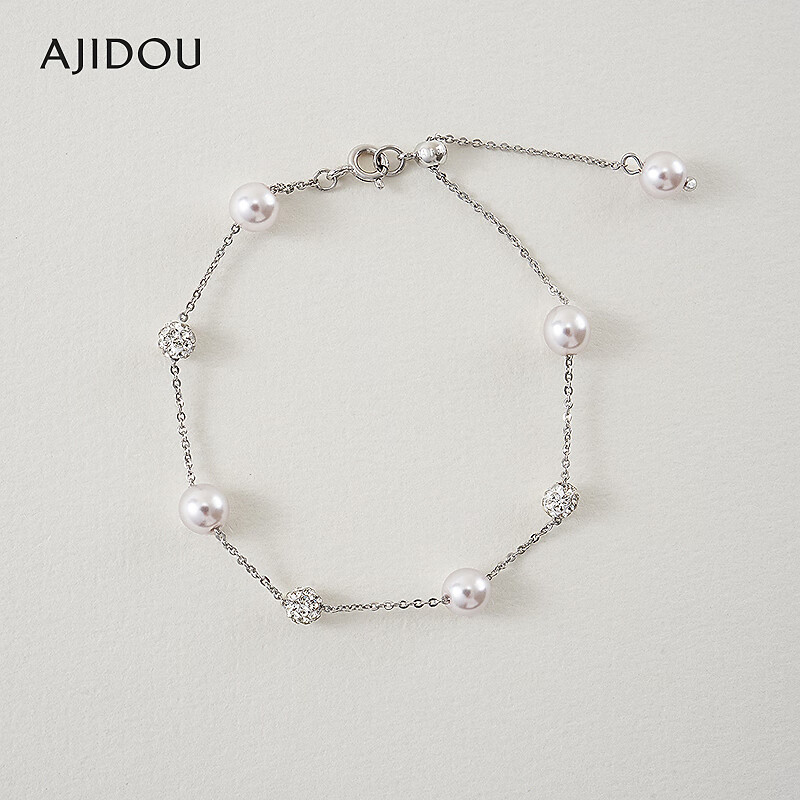 合金仿珍珠手链 .AJIDOU阿吉豆优雅女款珍珠手链手环气质【JF】