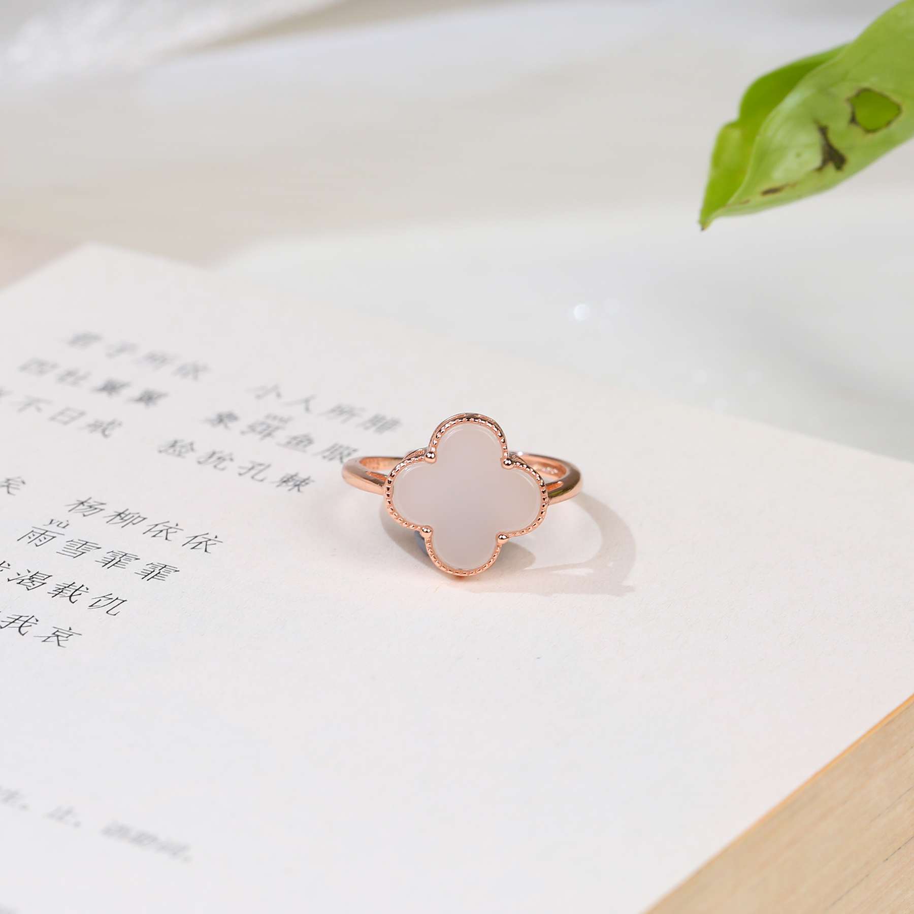 【麦子家族L春季特惠】天然和田玉S925银镶嵌戒指时尚可调节女F0440