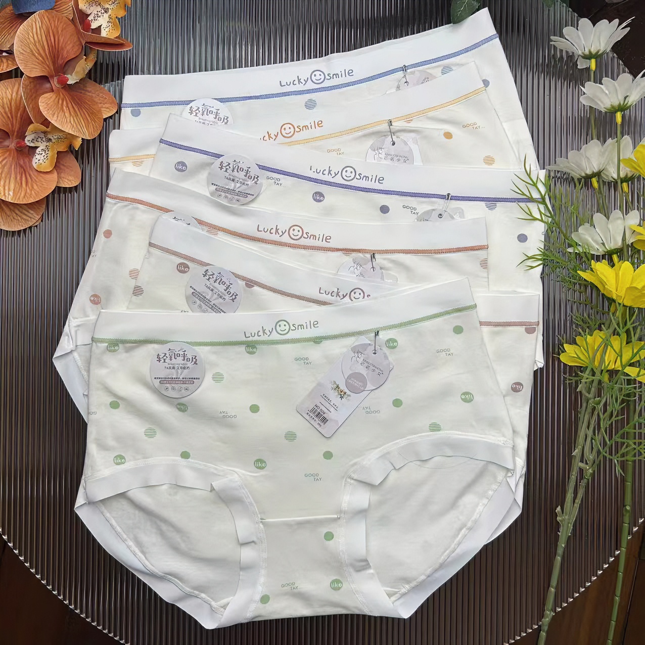 5条装70-115斤学生少女款波点印花可爱女生内裤舒适柔软透气包臀