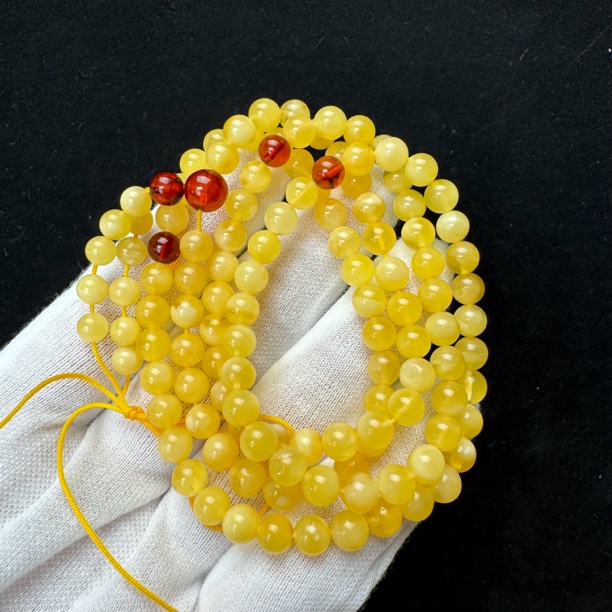 J1833天然原矿蜜蜡长串 直径6mm支持鉴定 假一罚四