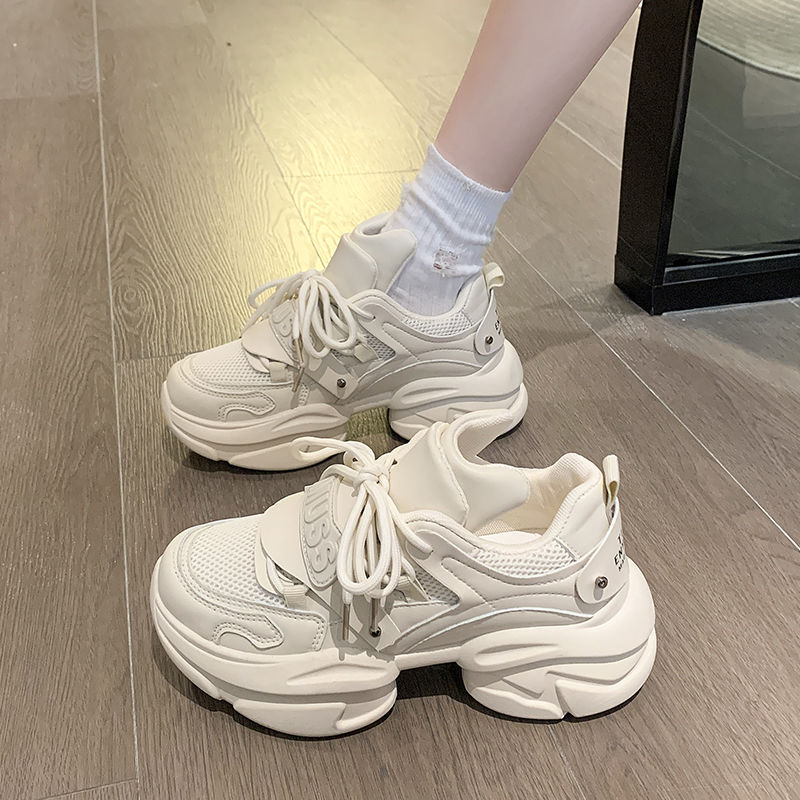 新款网面增高老爹鞋女夏季爆款2023年薄款小白鞋显脚小休闲2023年