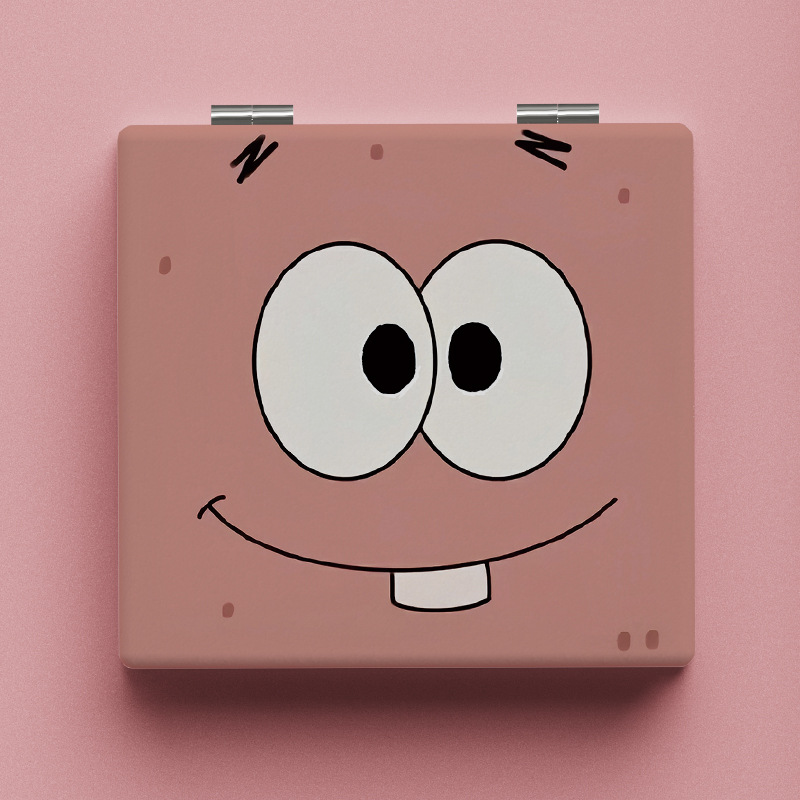 海绵宝宝随身折叠可爱化妆镜便携手持迷你随身镜少女心双面翻盖式