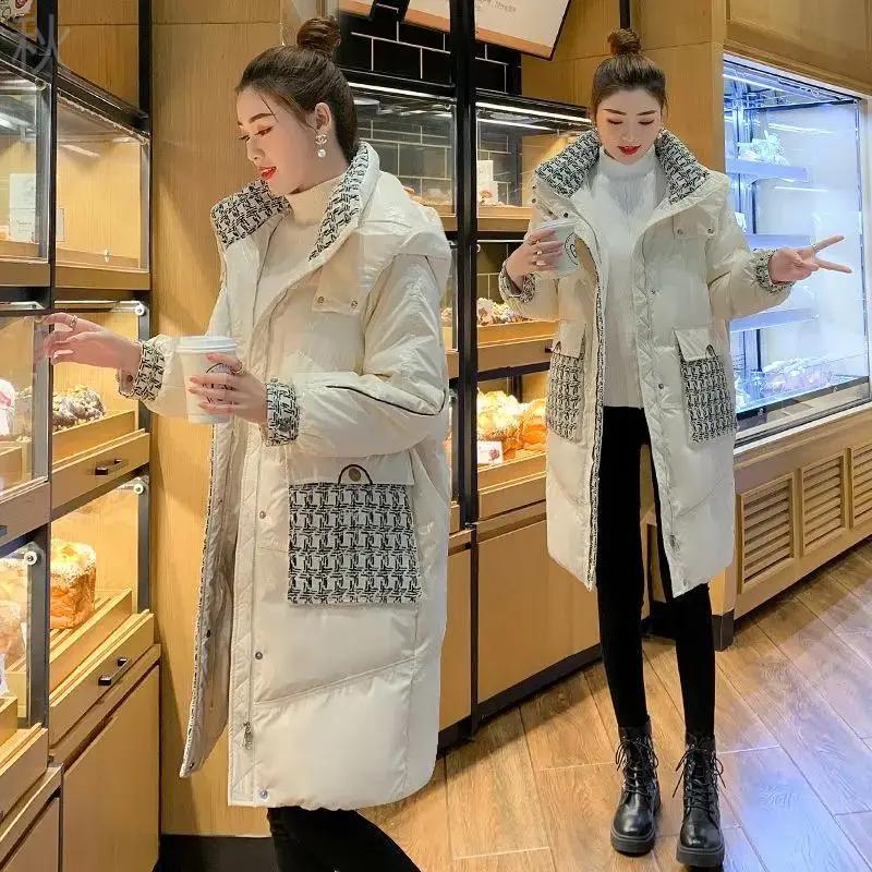 2023新款秋季服女中长款2023年冬季新款宽松时尚拼接小香风亮冬装