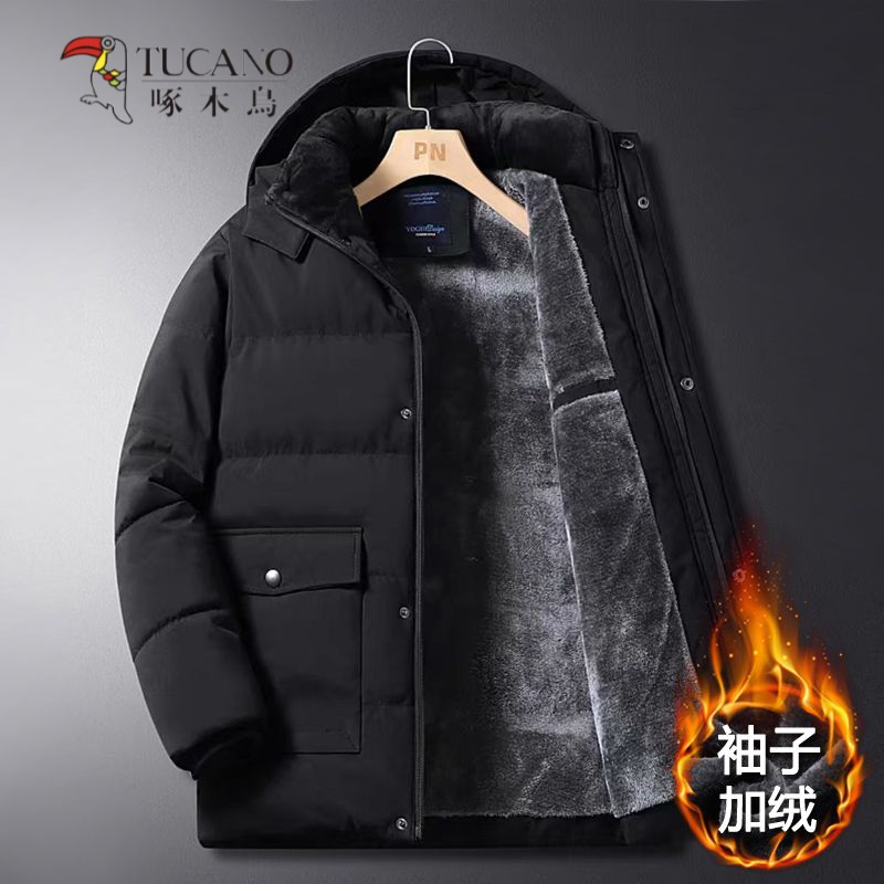 啄木鸟爸爸冬装外套中老年男士棉衣加绒加厚棉服大码休闲保暖棉袄