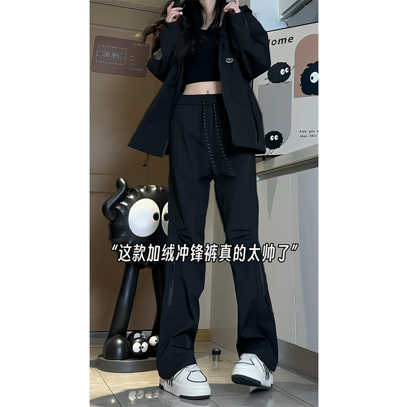 户外防水冲锋裤女冬季加绒加厚户外防风情侣保暖宽松直筒滑雪裤子