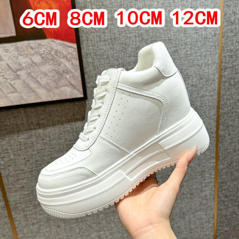 2025新款真皮小白色鞋内增高12cm加厚鞋底韩版松糕隐形内增高10cm
