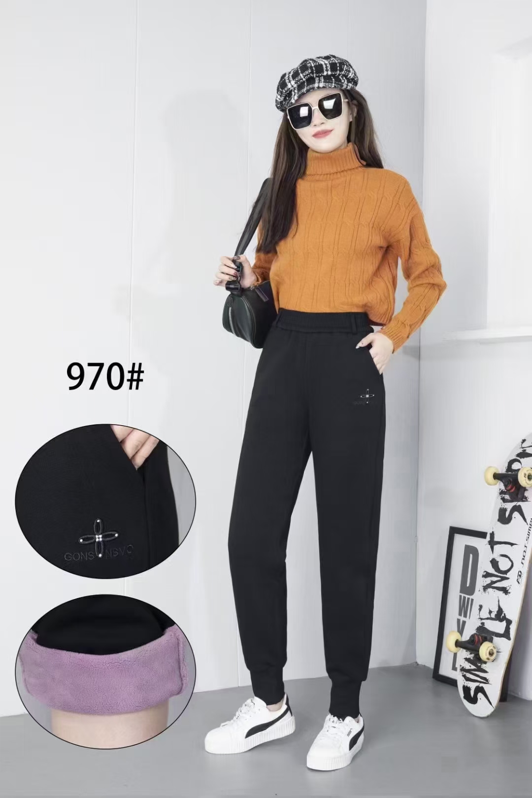 (洈水艳子)加绒加厚羊羔毛卫裤保暖裤