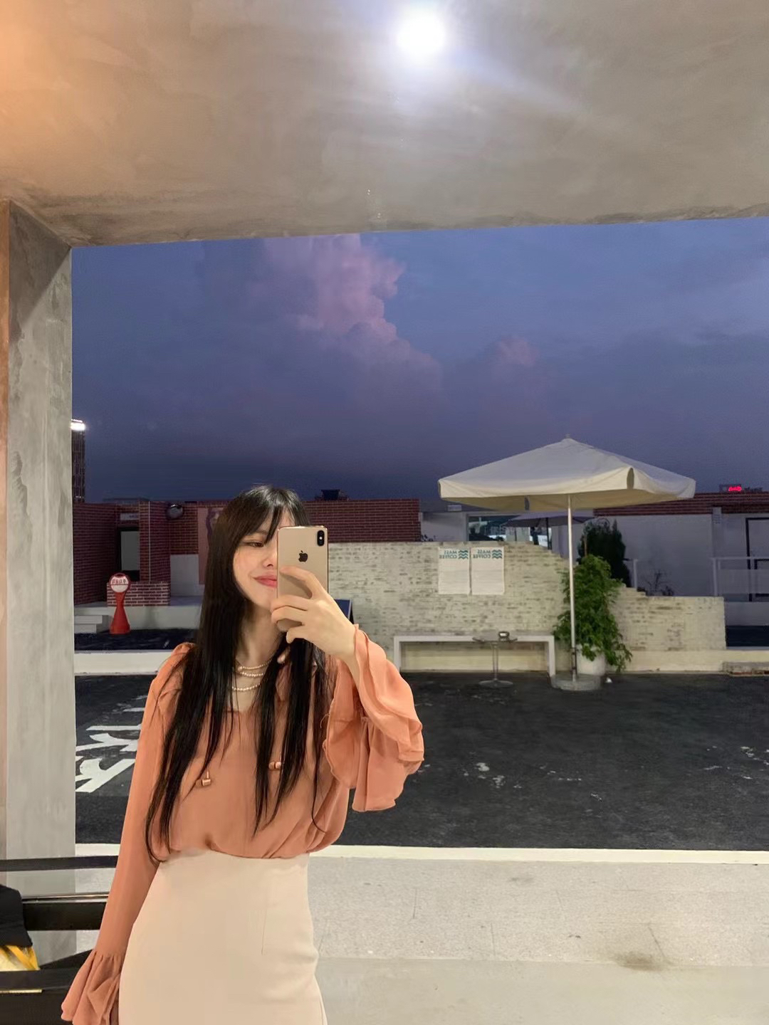 【黄雨萱】韩国ins设计师款荷叶袖子雪纺衬衫