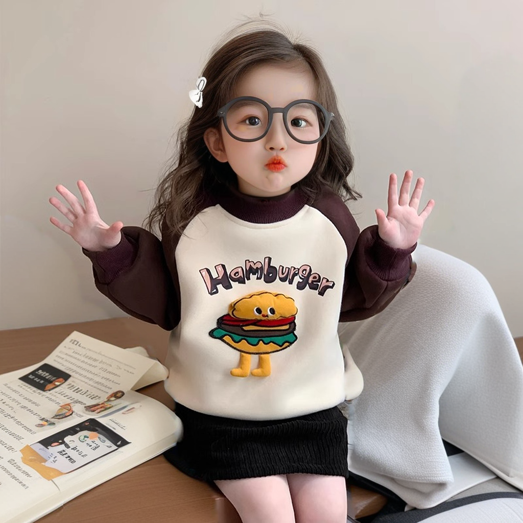 男女童加绒卫衣秋冬2024新款儿童冬装打底衫宝宝冬季加厚内搭上衣