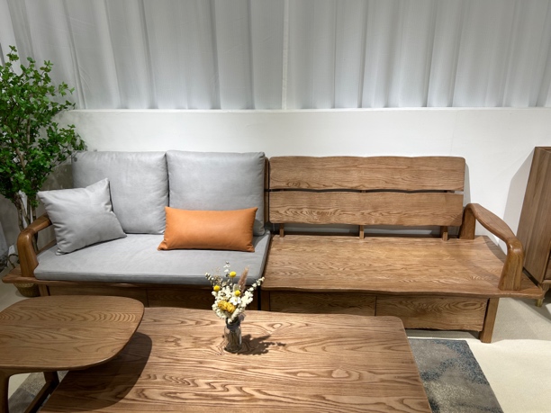 北美进口白蜡木冬夏两用款带抽屉沙发