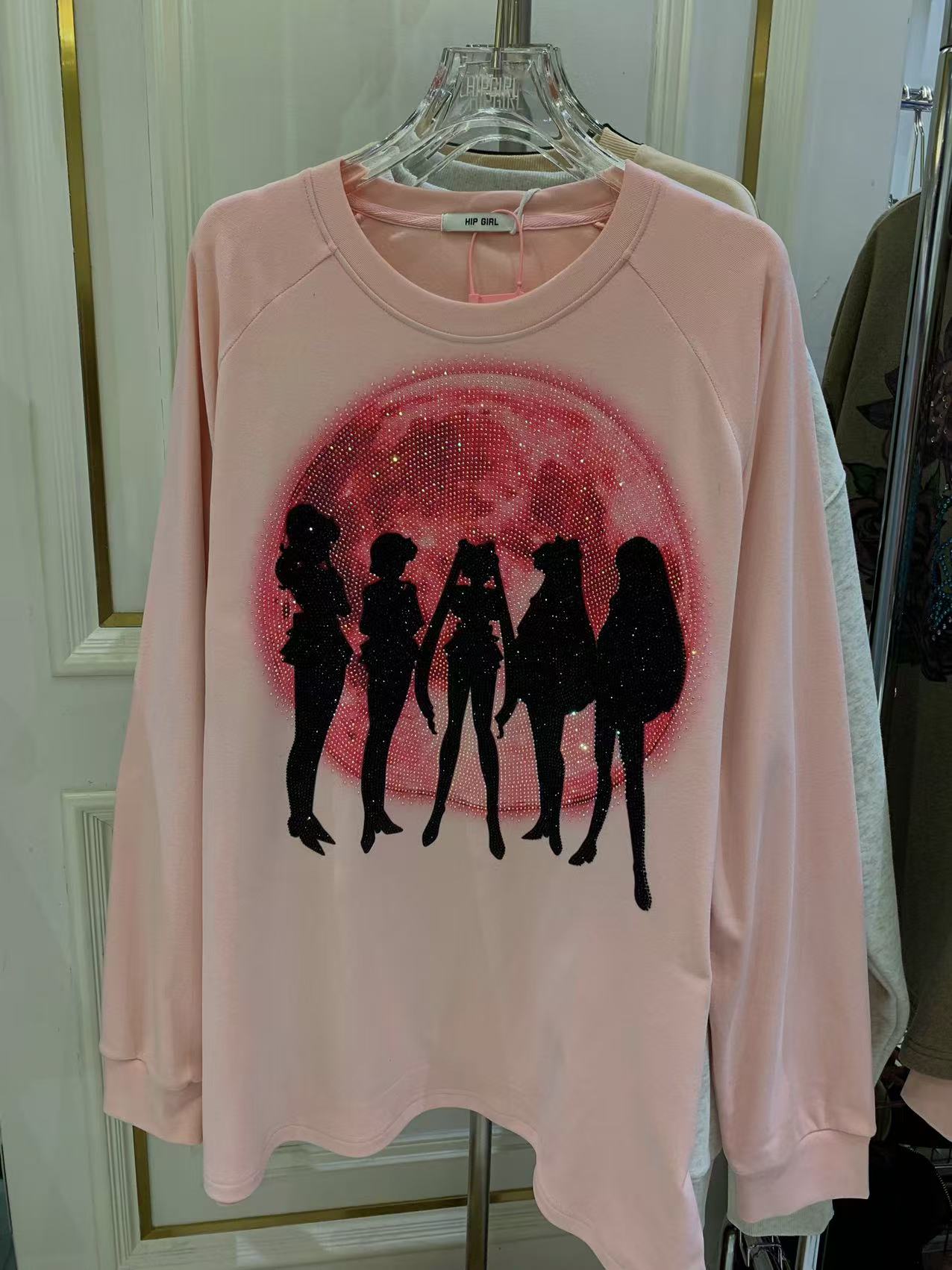 包哥-大版【287粉色美少女】长袖潮休闲秋冬2024款爆款T恤圆领百搭