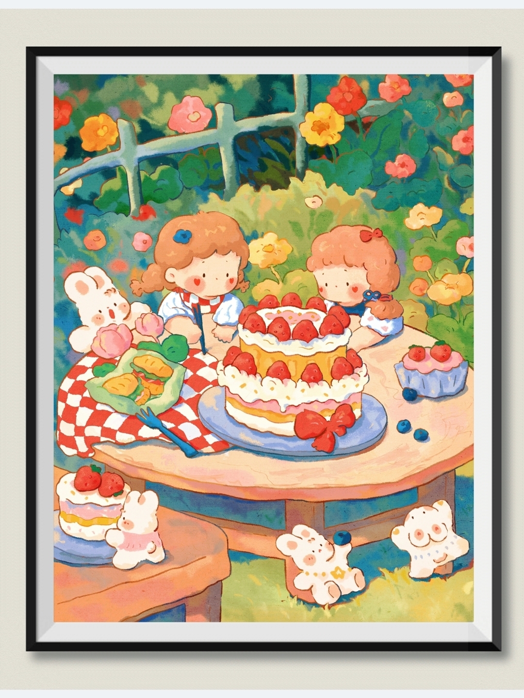 Jh野餐蛋糕 65*85大格四股线 48色金丝布【十字绣】印花清晰