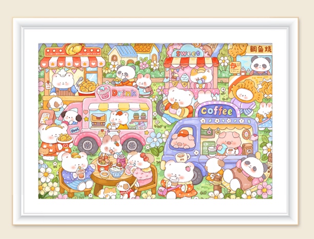 新疆长绒棉*美食广场120*85大格65色十字绣套件