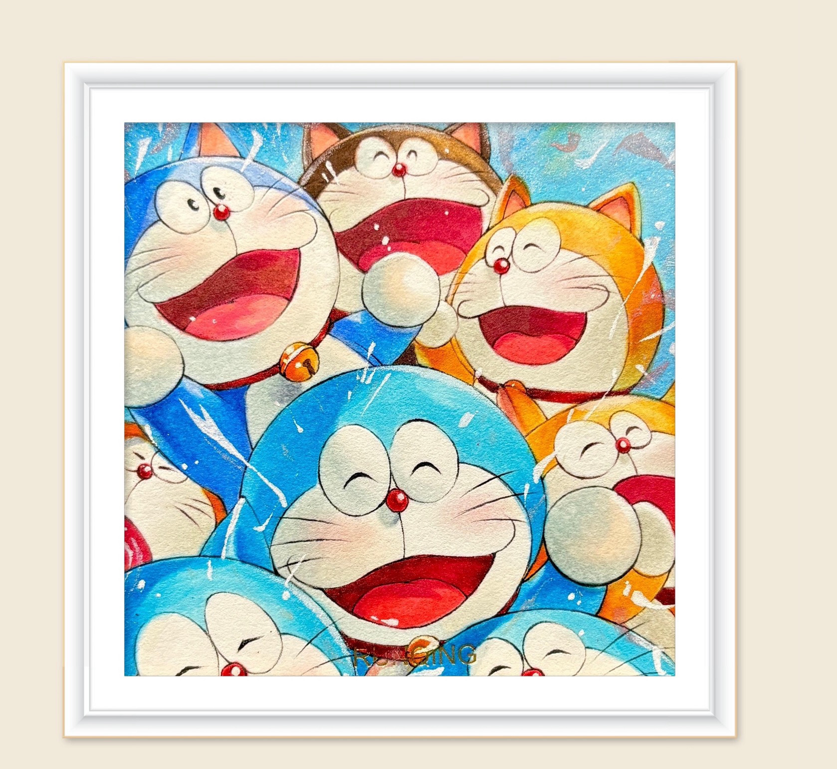 金丝布*哆啦A梦60*60大格四股线十字绣(精准印花)